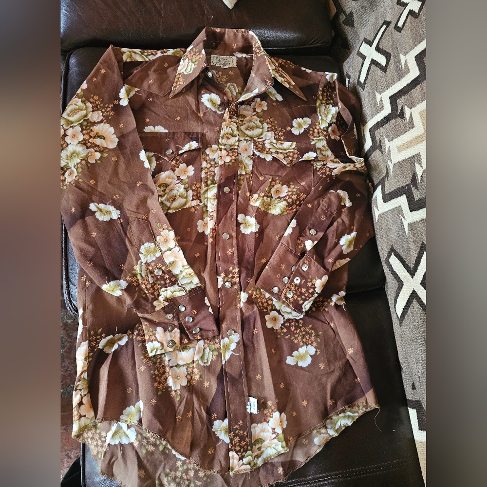 Vintage RETRO Snap Floral COWBOY SHIRT California Ranchwear 15 - 33 Longtail